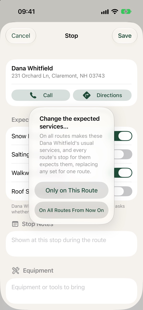 Only on This Route choice