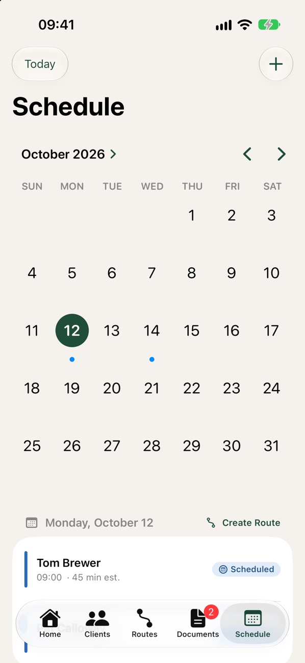 Schedule tab