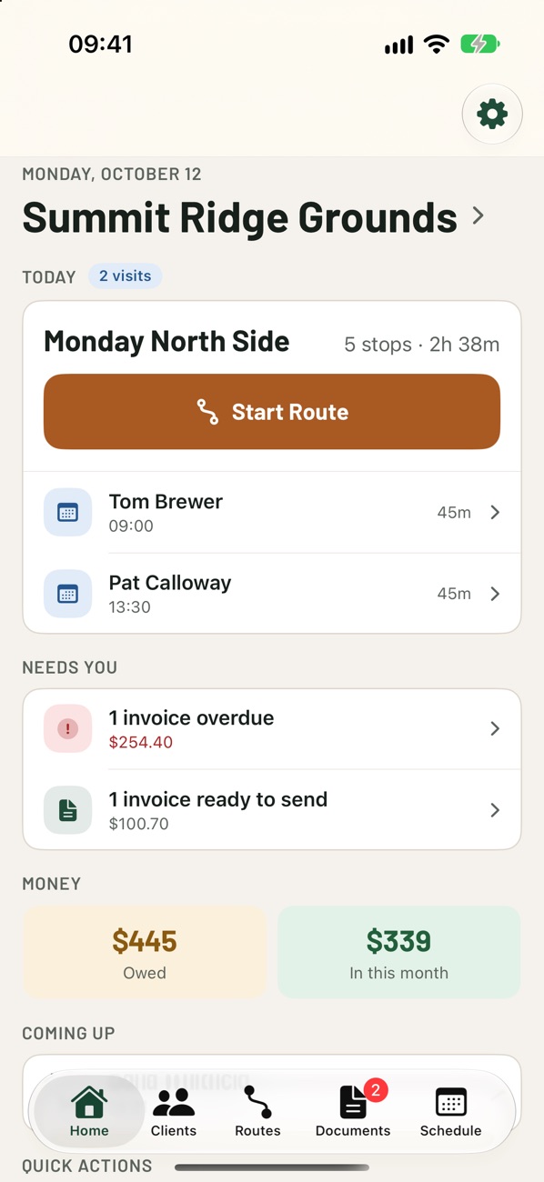 Start Route on Home
