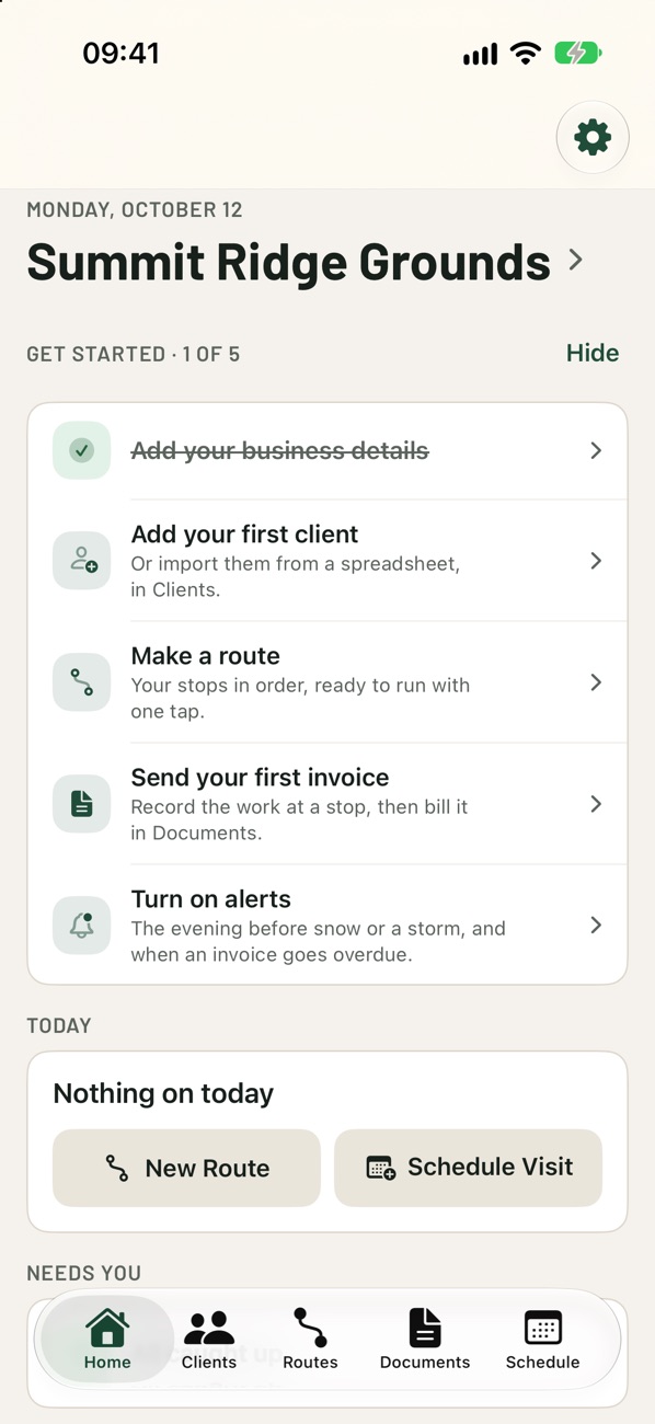 Home, Get Started card
